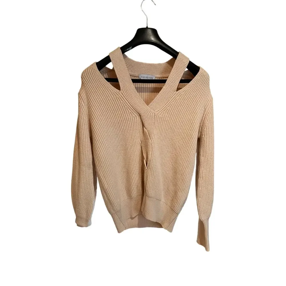 Highland Park by Material Girls Sweater Cutaway Beige Womens Medium‎